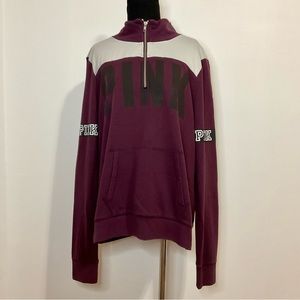LOVE PINK Victoria’s Secret Maroon Purple Quarter Zip Sweatshirt